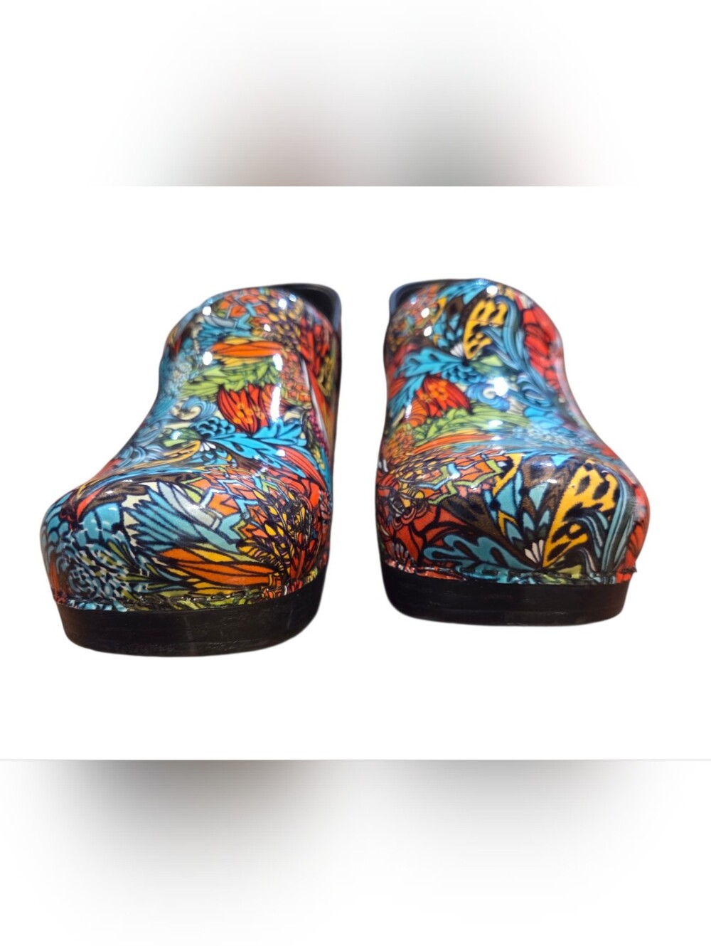 Dansko Professional Deco Floral Patent Leather Slip-on Clogs